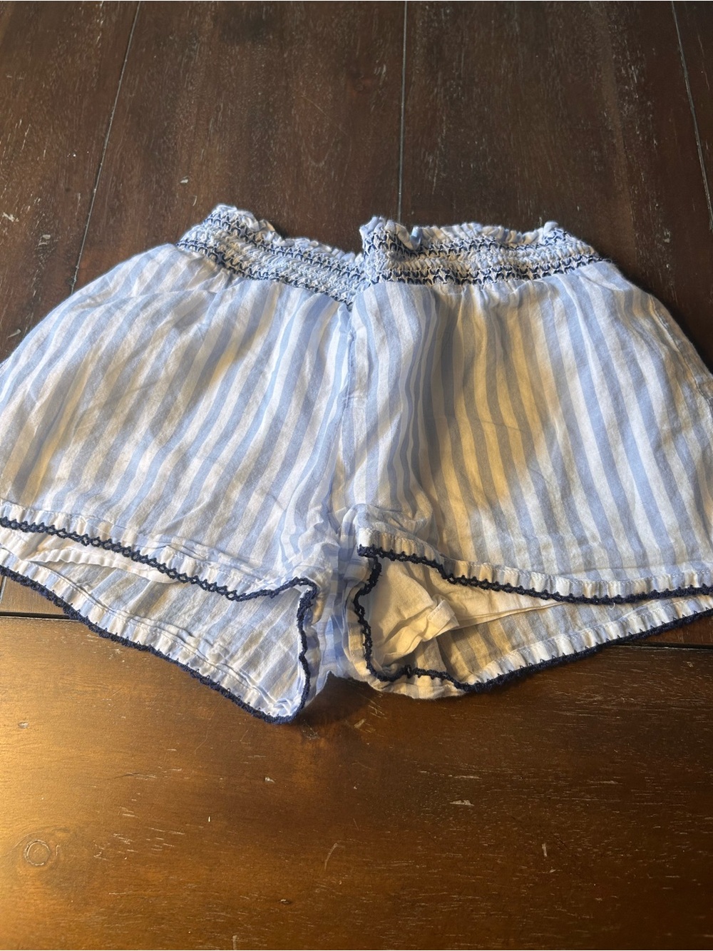 J. Crew Light Blue and White Striped Girls' Cotton Shorts